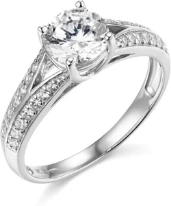 1.80 Ct Round Engagement Wedding Ring Trellis Split Shank Solid 14K White Gold - Picture 1 of 3