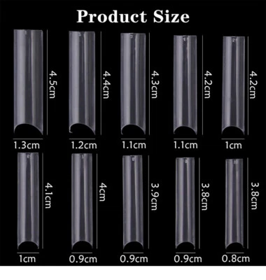 500Pcs XXL C Curve Nail Tips Extra Long Square Fake Nails Half Cover False Nails - Image 1 of 4