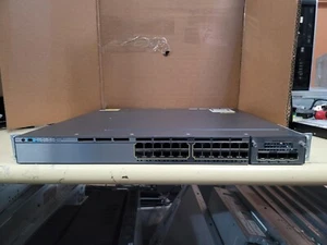 CISCO WS-C3750X-24T-E 24 PORT GIGABIT SWITCH WITH RACK EARS, 1 x POWER SUPPLY - Picture 1 of 4