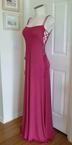 Maxi abito Rachel Pally hot fucsia jersey maglia sexy aperto cravatta laterale linea A ~ M ~ Usato in ottime condizioni - Foto 1 di 12