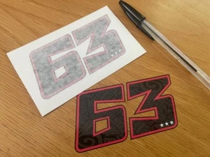 Francesco "Pecco" Bagnaia Nummer 63 Startnummer - (kleines Paar) - UK VERKÄUFER - Bild 1 von 1