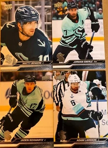 (4)2023-24 Upper Deck Series 1 - Seattle Kraken Beniers Larsson Eberle Schwartz - Picture 1 of 2
