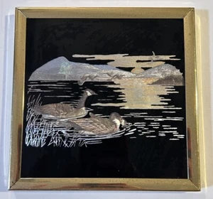 Vintage 1986 Kafka Industries #02 lamina schermata acquaforte anatre uccellini acqua 6" quadrato - Foto 1 di 4