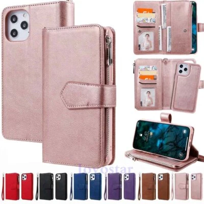 For iPhone 12 11 Pro Max SE 8 7 6s Magnetic Detachable Wallet Leather Case Cover - Image 1 of 4