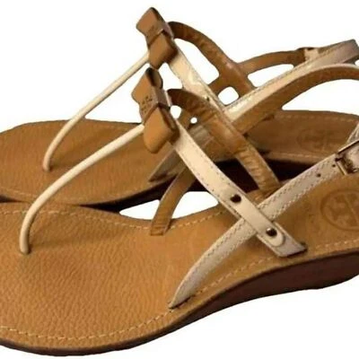 Sandalias de tacón Tory Burch de cuña color tostado con lazo talla 7,5 Foto 1 de 4