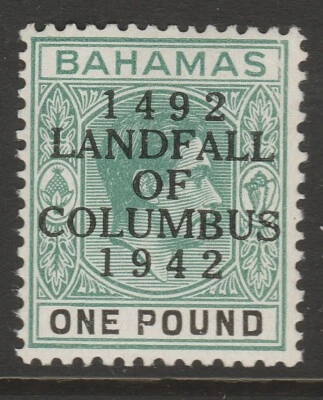Bahamas GVI 1942 overprint deep grey-green & black sg175 - Image 1 of 2