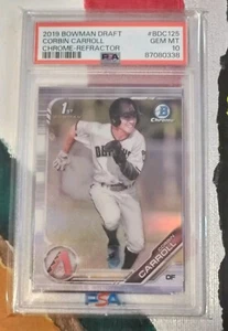 2019 Bowman Chrome Draft Refractors #BDC125 Corbin Carroll ROOKIE PSA 10 - Picture 1 of 2