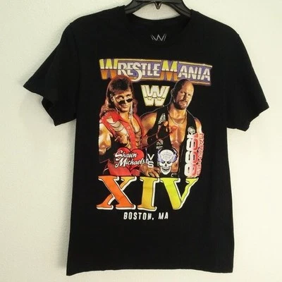 Camiseta para mujer Wrestle Mania XIV Boston.MA pequeña negra Foto 1 de 4