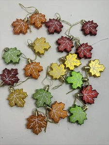 Set of 20 Metallic Maple Leaves Fall Thanksgiving Ornaments 2” Various Colors - Picture 1 of 5