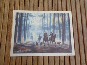 Gravure couleur de chevaux en chasse à courre par Nathalie Gatier - 1990 - Picture 1 of 1