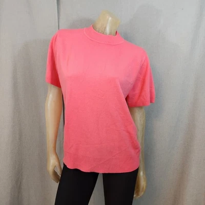 Sag Harbor 粉色三文鱼模拟领短袖针织上衣衬衫 XL XLARGE — 第 1/4 张图片