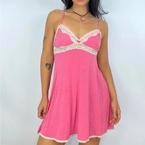 Victoria's Secret Schlafkleid sexy rosa Negligee creme Spitzenbesatz Dessous Large - Bild 1 von 5