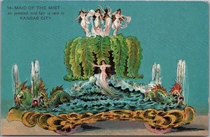 1908 PRIESTS OF PALLAS PARADE Kansas City Postal "14-DAMA DE LA NIEBLA" Flotador - Imagen 1 de 2