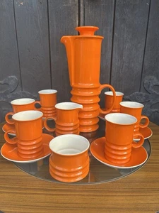 Retro Carlton Ware Wellington orange Coffee Set from 1970s Vintage Classic - Picture 1 of 13
