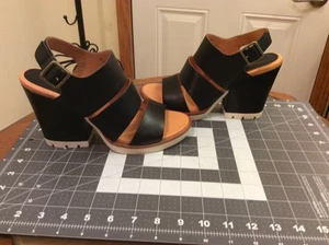 Damen-Sandalen Kork-Ease Original schwarz Leder Slingback 4 1/4 Absatz Größe 8M - Bild 1 von 20