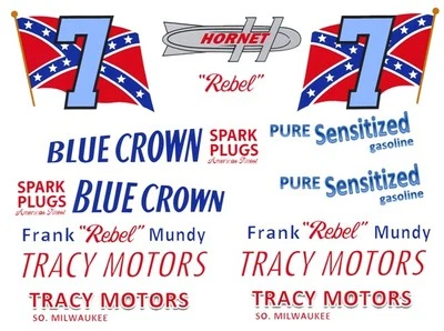 Calcomanías de tobogán acuático Nascar #7 Frank "Rebel" Mundy Tracy Motor Hudson escala 1/64 Foto 1 de 2