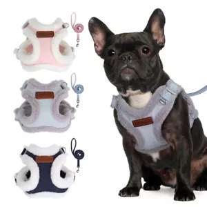 Warm Dog Harness and Leash Set Pet Cat Puppy Soft Fleece Vest Blue Pink XXS-L - Picture 1 of 15