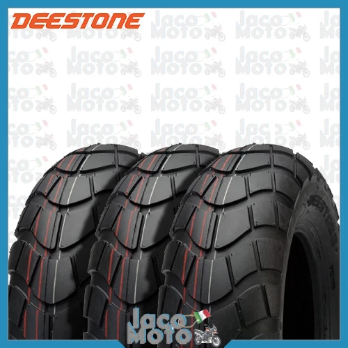 Tris 3 Copertoni Gomme Pneumatici Ruota DEESTONE 100/90-10 61L PIAGGIO APE 50