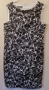 Jones New York Damen U-Ausschnitt Schmuck Kleid Größe 16 Schwarz Weiß Druck - Bild 1 von 10