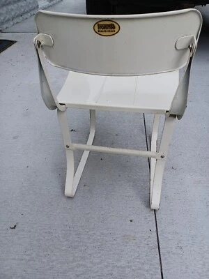 Silla metálica vintage beige Ironrite. Herman A. Sperlich (diseñador) Foto 1 de 3