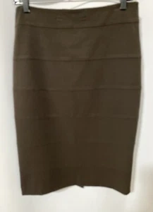 THALIAN Brown Fall Winter Pencil Skirt Back Slit SZ 6 Polyester Blend Lined - Picture 1 of 22