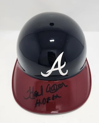 Atlanta Braves HENRY HANK AARON Signed Full Size Helmet AUTO w/ "HOF '82" -- JSA - Image 1 of 3