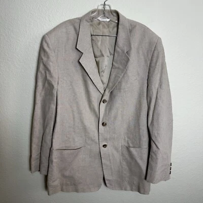 Perry Ellis Men's Sports Coat Size L/44 Linen Blend Tan Blazer Beige Jacket - Image 1 of 4