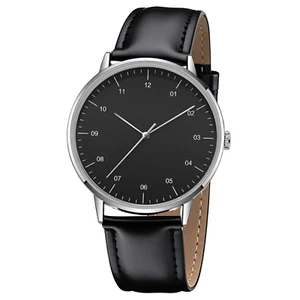 Armbanduhr Leder Uhr Herren Schwarz Hochzeit Elegant Büro Klassisch Anzug Männer - Picture 1 of 10