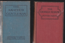 Jeffrey Farnol AMATEUR GENTLEMAN 1913 Hc+ CROOKED FARROW 1937 Hc VINTAGE 2 BOOKS