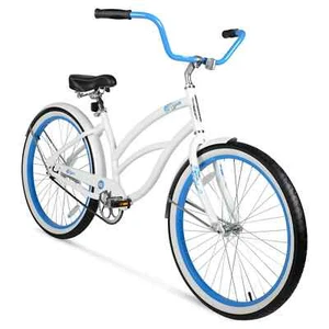 Women's 26" Classic Beach Cruiser Bike Steel Frame, Single-Speed, White - Picture 1 of 5