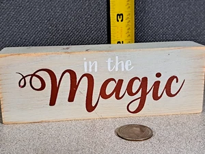 Wood Block 6" Home Decor "In The Magic" Ganz Woodstock Ga. Rustic #3409L244 - Picture 1 of 5