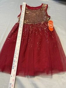 Wonder Nation Girls XS 4-5 Christmas Dress Red Fancy NWT E-5 - Picture 1 of 5
