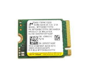 Micron 2450 1TB M.2 2230 PCIe Gen4x4 NVMe SSD 30mm MTFDKBK1T0TFK Steam Deck & PC - Afbeelding 1 van 2