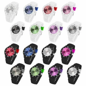Silicona Reloj Deportivo Pulsera Tendencia Negro Blanco Color Esfera con Fecha - Imagen 1 de 27