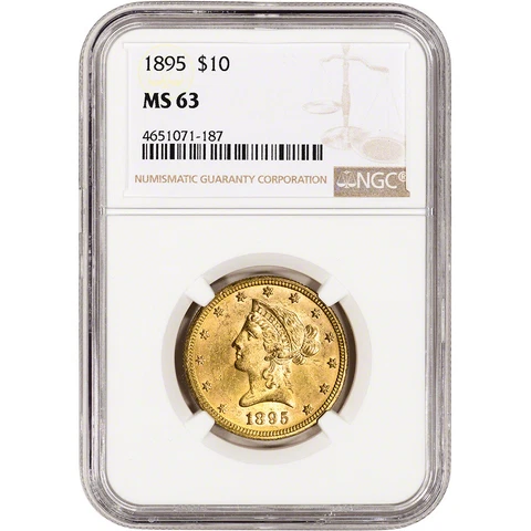 1895 US Gold $10 Liberty Head Eagle - NGC MS63 Cover