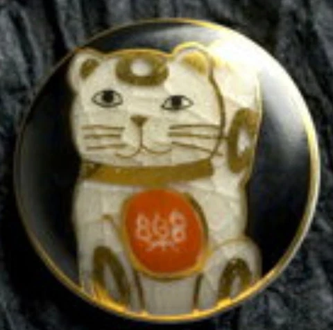 Satsuma Buttons 20mm Height 8mm Pottery Lucky Beckoning Cat Handicraft Sewing Cover