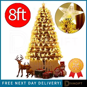 FIBRE OPTIC CHRISTMAS TREE XMAS ARTIFICIAL WARM LED PRE LIT LIGHTS 8FT TREE NEW - Picture 1 of 5