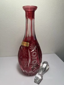 NACHTMANN DECANTER TRAUBE VINTAGE GRAPEVINE ENGRAVED RUBY RED MINT 12” UNUSED - Picture 1 of 10