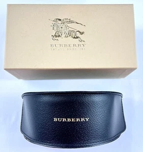 Burberry Eyeglass Case Black Leather w Raised Gold Letters Extra Large New - Picture 1 of 5
