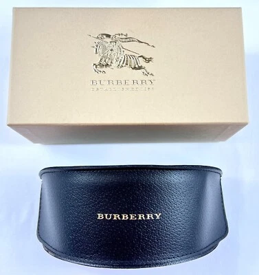 Burberry Eyeglass Case Black Leather w Raised Gold Letters Extra Large New - Image 1 of 4