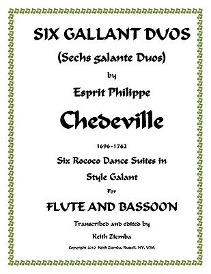 Flute & Bassoon Duets 6 Gallant Duos - Chedeville   6 Dance Suites of Duets NEW - Image 1 of 4