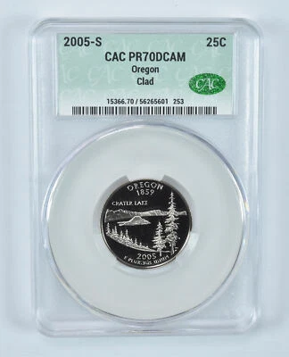 2005-S Washington State Quarter Oregon CLAD PR70 DCAM CAC - Image 1 of 4