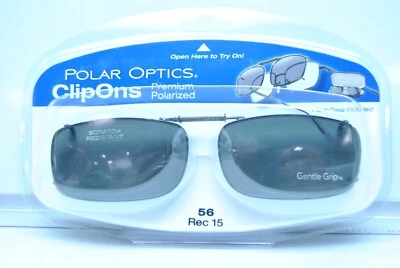 Polar Optic 56 Rec 15 Full Frame BLK Polarized Lens Clip on Sunglasses W/ CASE - Image 1 of 4