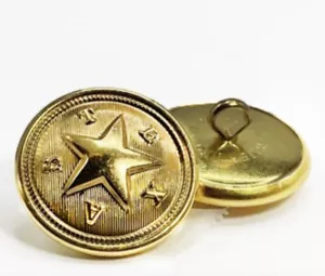 (2) M-1920 Gold State of Texas Star Uniform Waterbury Conn Buttons Sz 5/8" NOS - Picture 1 of 1