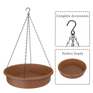 AISITIN Hanging Bird Bath with Solar Fountain Pump, 12" Multi-Functional Basin - Picture 1 of 7