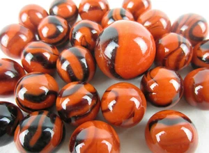 25 Glasmarmor BENGALISCHER TIGER orange/braun gestreift Shooter Vintage-Stil Spiel Wirbel - Bild 1 von 4