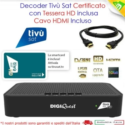Decoder Tivusat HD con Scheda Tivùsat HDMI per Rai Mediaset Digiquest NEW 2024 - Immagine 1 di 4