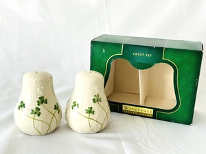 Watervale Parian China Cruet Set Salt Pepper S/P Shamrock Clover - Picture 1 of 11