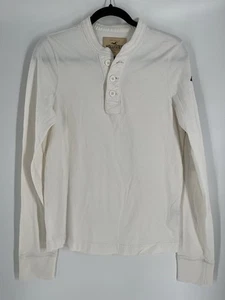 HOLLISTER Herren Weiß Langarm Pullover T-Shirt Stitched Logo Sleeve Gr. M Y2K - Bild 1 von 10