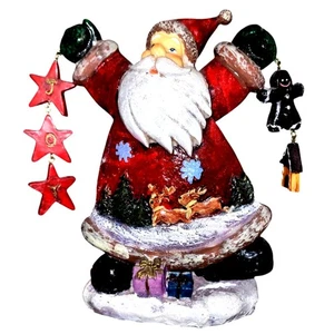 Cute 8" Rejoicing Santa Holding JOY Stars in 1 Hand & Ginger Bread in the Other - Picture 1 of 18